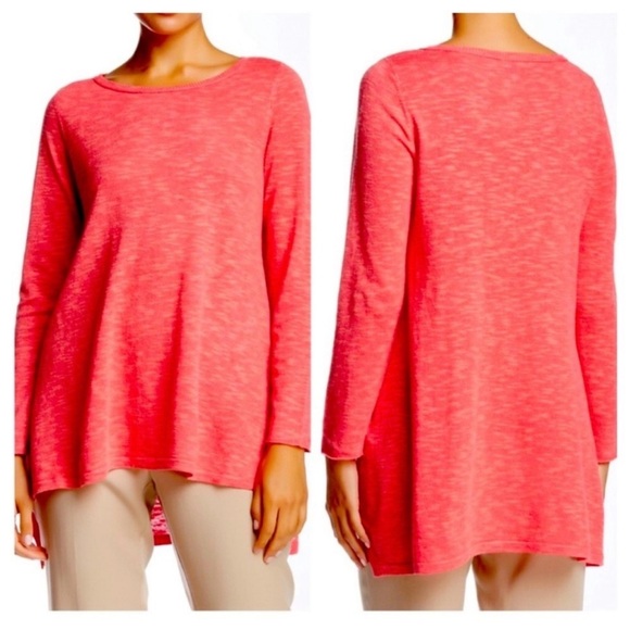 Eileen Fisher Pink Flora Organic Linen Cotton Long Sleeve Sweater (22) - Picture 1 of 5